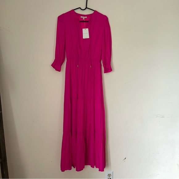 NWT Skies Are Blue Hot Pink Fuchsia Tiered Maxi Dress XS - Picture 4 of 6